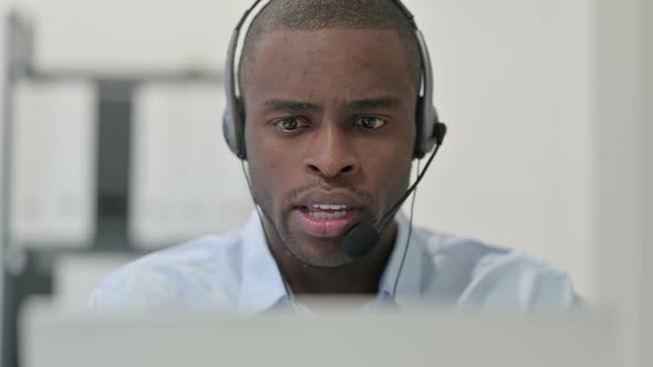 Close Up Confident African Man Relaxing Work
