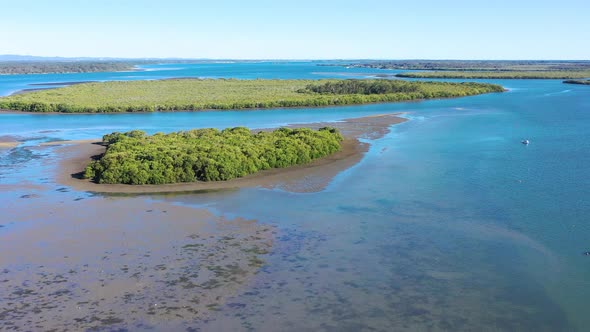 Aerial view of Pumicestone Passage, Queensland, Australia.