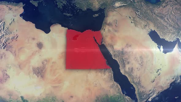 Realistic Earth Zoom Red Alert Highlight Country Egypt