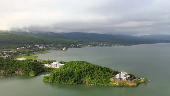 Aerial view of Zemplinska Sirava reservoir in Slovakia