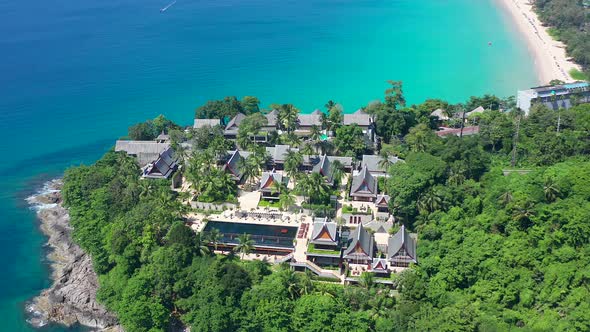 Aerial View of Surin Beach in Phuket Province in Thailand