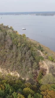 Vertical Video Aerial View of the Dnipro River  the Main River of Ukraine