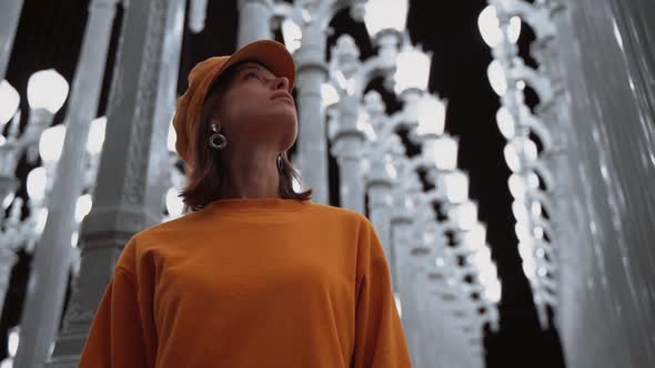 Young girl at the art installation in California