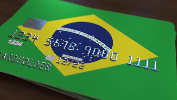 Plastic Bank Card Featuring Flag of Brazil