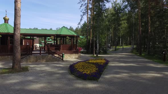 Aerial view of footpaths in the forest in Monastery