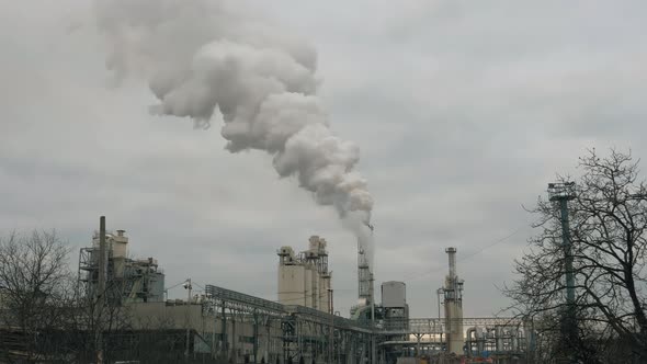 Toxic Smoke Clouds Coming Out of Factory Chimney