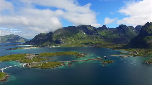 Scenic tourist road on Lofoten in Norway