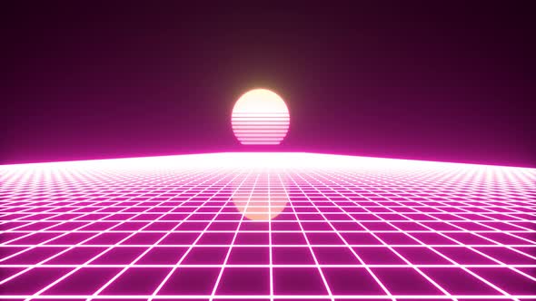 Synthwave Wireframe Net And Stars 80s Retro Futurism Background 4K