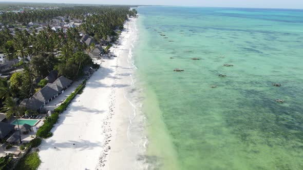 Zanzibar Tanzania  Aerial View of the Ocean Near the Shore of the Island Slow Motion