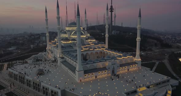 Aerial Drone View of Istanbul Camlica Mosque and Bosphorus. Biggest Mosque in Europa1 07