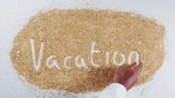 Hand Writing On Beach Sand Vacation