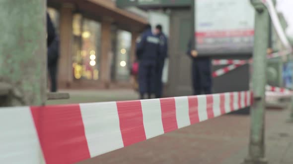 Barrier Warning Police Tape at the Crime Scene. Kyiv. Ukraine