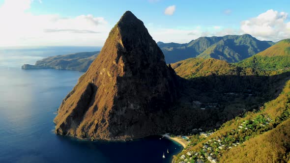 St Lucia Caribbean Huge Pitons Drone View at Saint Lucia Sugar Beach St Lucia Mountains