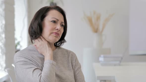 Neck Pain Tired Old Senior Woman Trying to Relax Body