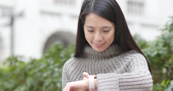 Woman use of smart watch