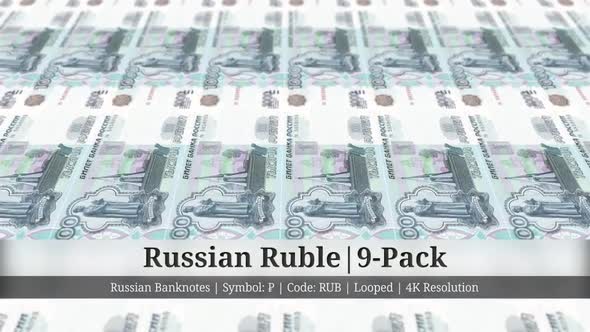 Russian Ruble | Russia Currency - 9 Pack | 4K Resolution | Looped