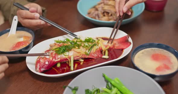 Chinese family dinner at home