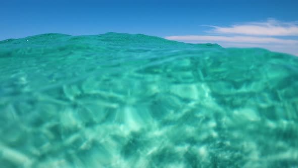 Over under view of turquoise water, Gallipoli, Ionian Sea, Italy