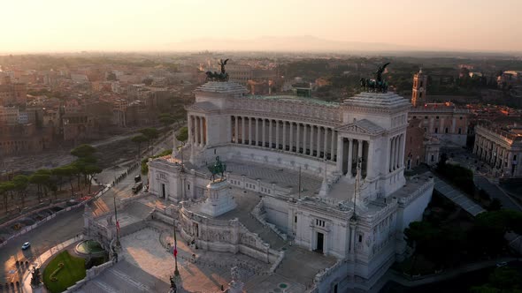 Aerial view of Vittoriano, famous landmark in Rome, Italy