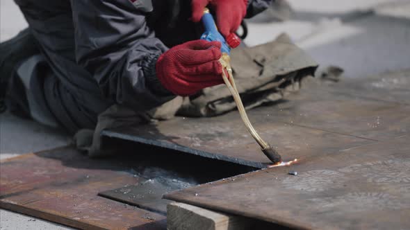 Closeup of Quartz and Glass Welding Made with Gas High Temperature Machine