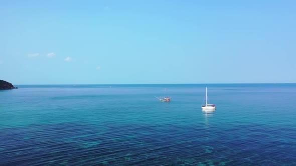 Aerial landscape of exotic sea view beach holiday by blue water with white sandy background of a day