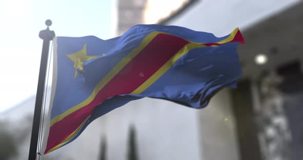 Democratic Republic of the Congo national flag waving