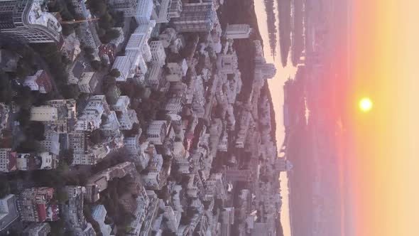 Vertical Video  Ukraine Kyiv in the Morning at Sunrise