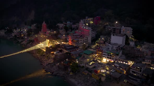 Aerial view on Rishikesh, India, 4k drone footage