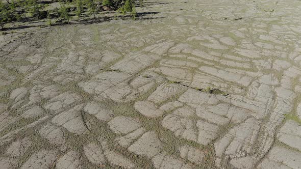 Volcanic Basalt Plateau Formed by Solidifying Lava Rocks