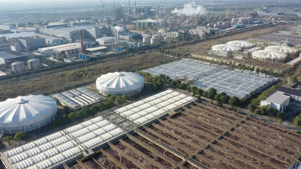 Sewage treatment plant in city