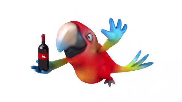 Fun 3D cartoon animation of a Parrot with alpha