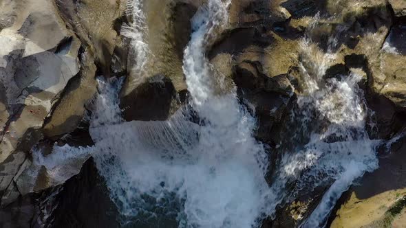 Mountain Creek and Stone Rapidsw. Rapid Flow of Water. Waterfall in the Autumm