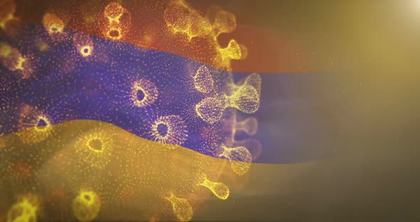 Armenia Flag With Corona Virus Bacteria alt