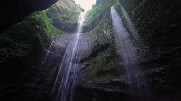 Madakaripura Waterfall in national park. The tallest waterfall in Java Island  in Indonesia.