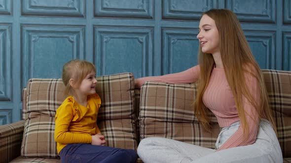 Kid Child Girl Preschooler Learn Pronunciation with Speech Therapist Teacher or Mother at Home