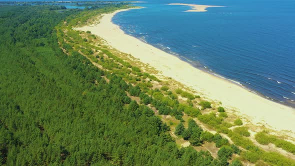 4K Aerial view top view dronee Beautiful topical beach with white sand. Top view empty and clean bea