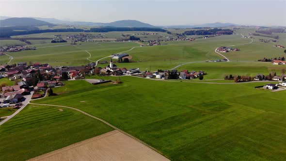 Beautiful view on an Village in Upper Austria Drone Video