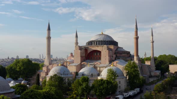 Istanbul City Sea And Hagia Sophia Aerial View