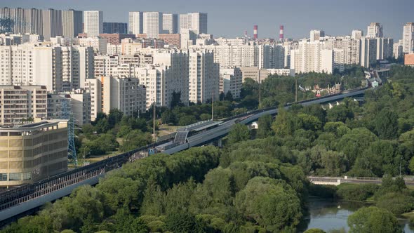 Light metro line in Yuzhny Butovo, Moscow, Russia