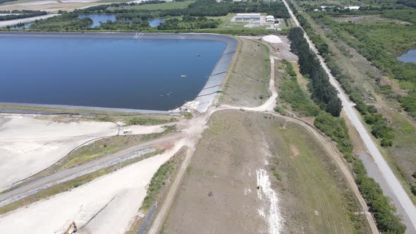 levee dam surounding the Piney Point industrial phosphate site