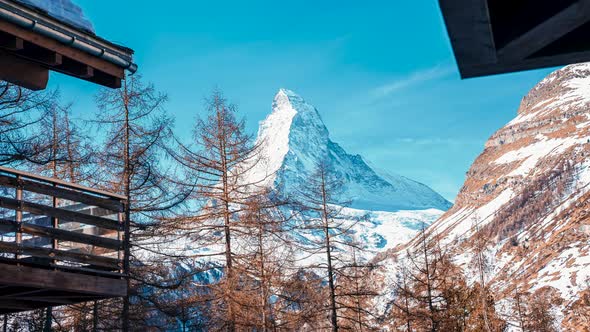 Video Time Lapse Very Beautiful Nature of Matterhorn Mountain  Switzerland