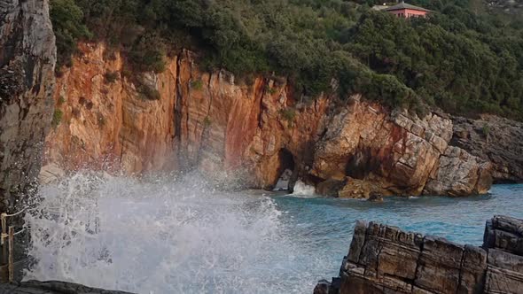 Rocky Shore and Spray of the Surf