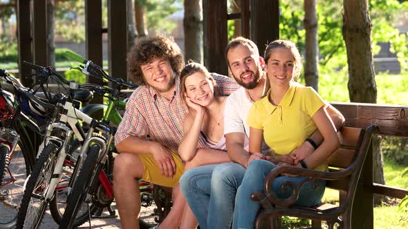 Young Beautiful Friends Posing in the Park