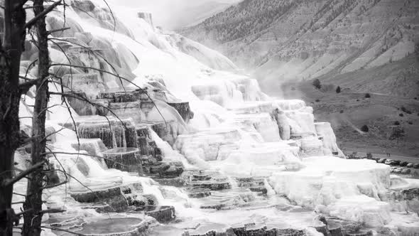 Mammoth Hot Springs Black and White View