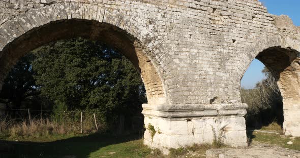 Barbegal aqueduct, Roman ruins in Fontvielle, Provence, Southern France