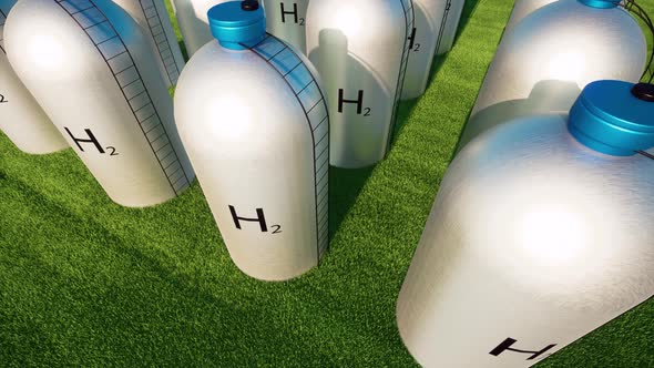 Hydrogen Storage Metal Tanks Sustainable Energy H2 Gas Station Industry Concept