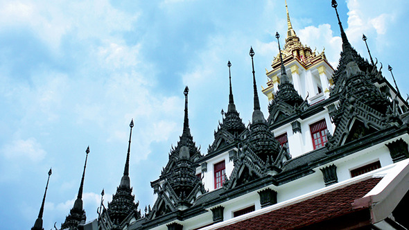 Buddhist Temple Metallic Castle in Bangkok