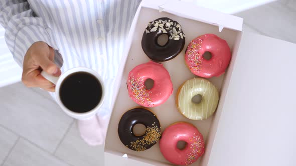 Perfect Morning With Coffee And Donuts