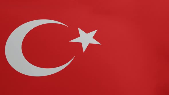 National Flag of Turkey Waving Original Colors 3D Render Turkish Flags Textile Featuring Star and