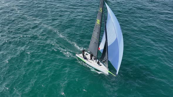 Yacht Racing in the Summer Aerial View